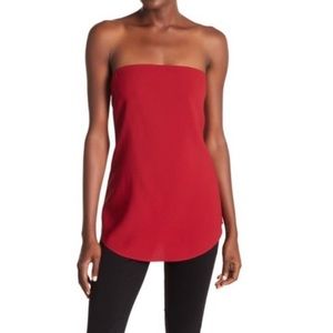 Theory Zalbella strapless crepe strapless top in crimson red. NWT size 2